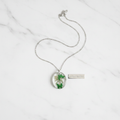 2 Lucky Green Butterflies Necklace – White Marble