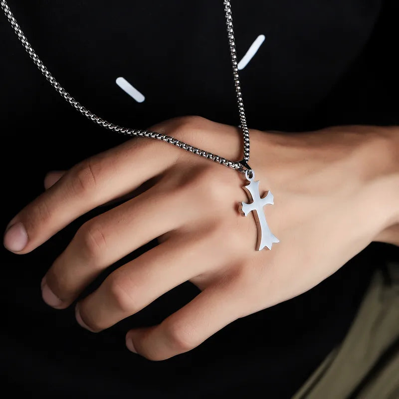 Vintage Wide Cross Long Necklace