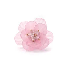 14K Gold Plated Flower Acrylic Open Ring
