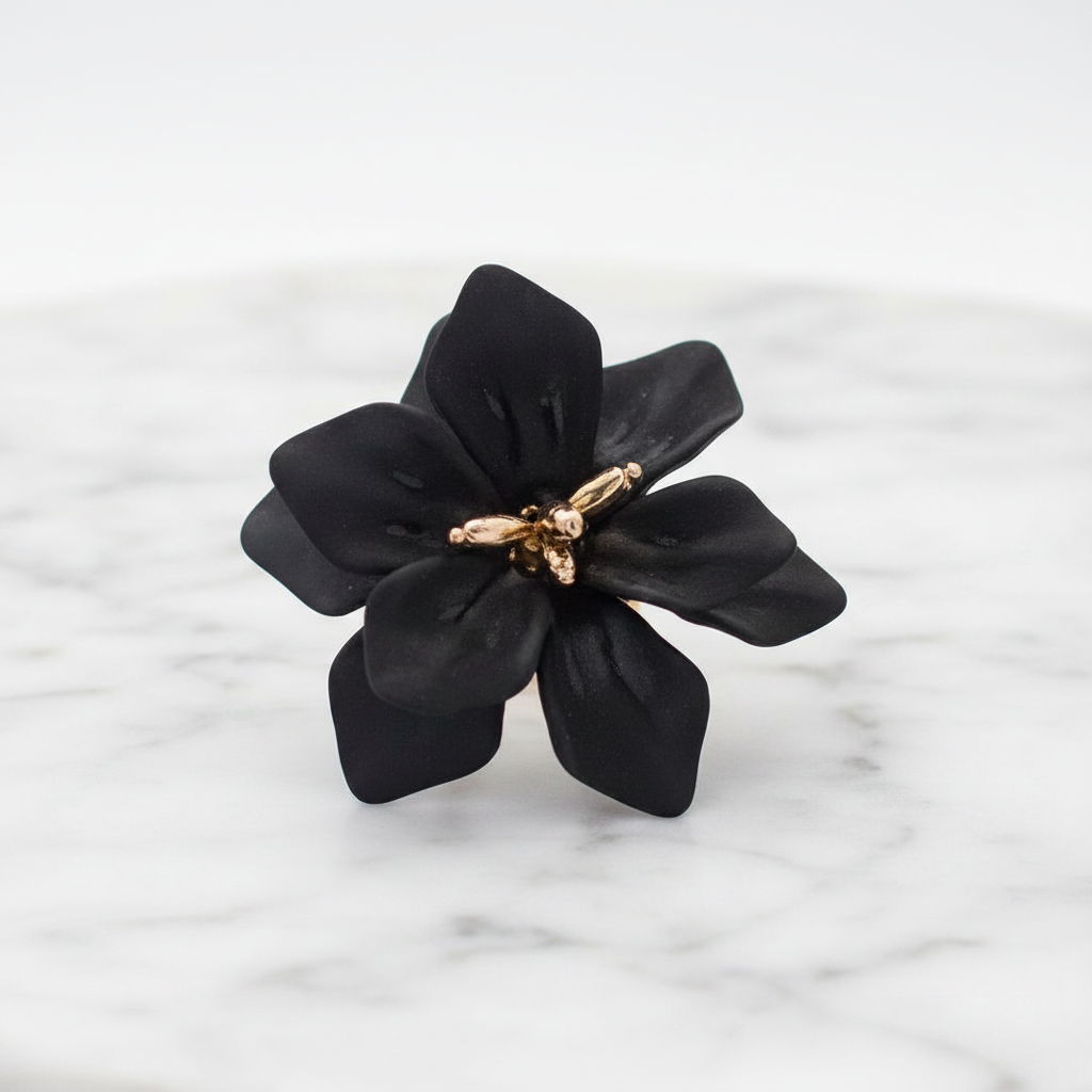 Black Floral Ring