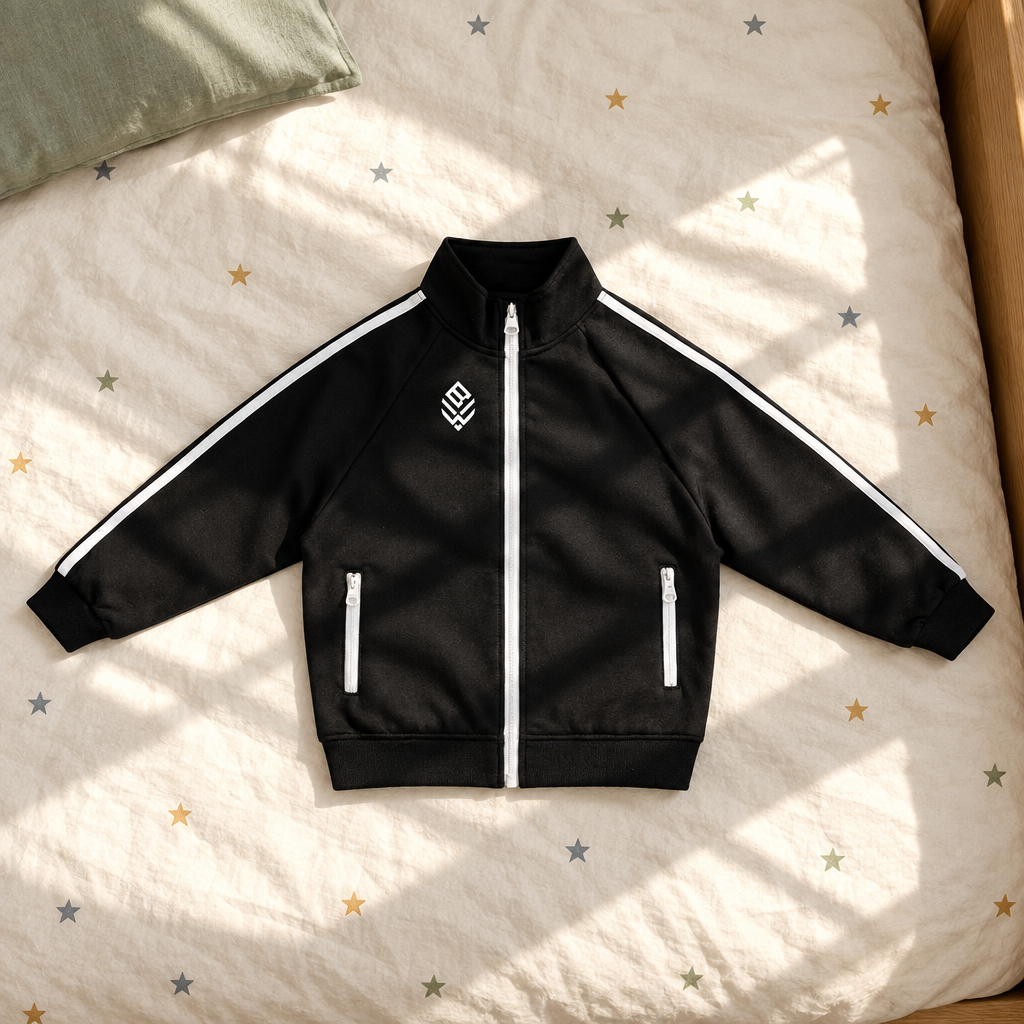 Black kids coach jacket front