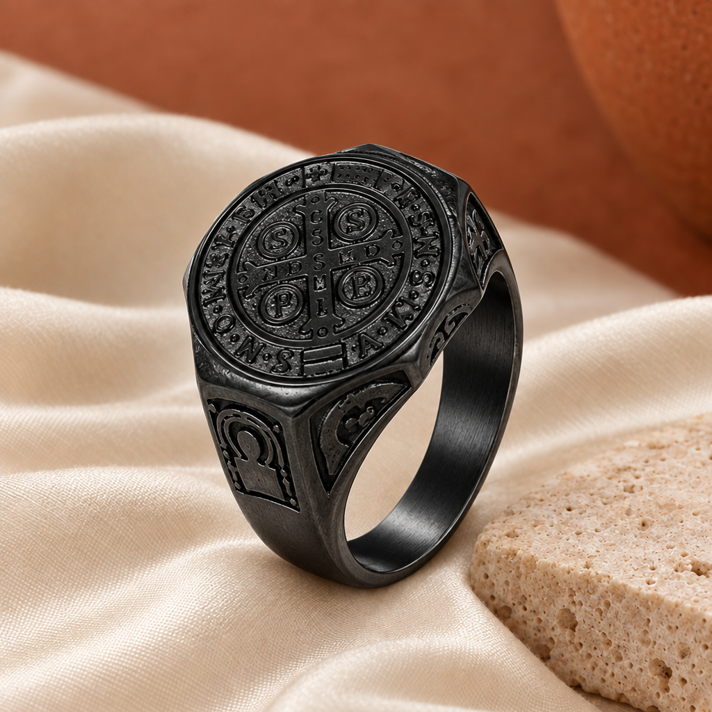 Black ring in the silver ring’s upright position