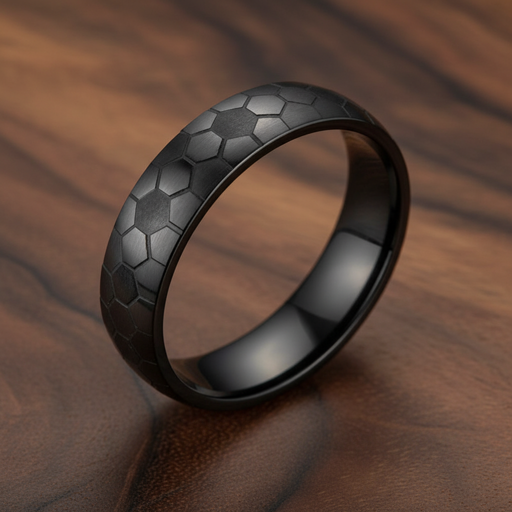 Black Titanium Ring - Dark Walnut