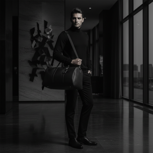 Black Travel Bag Male Model