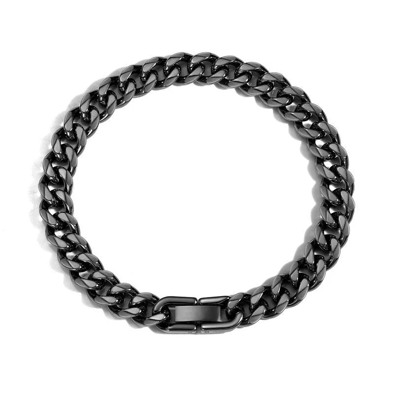 Unisex Waterproof Non-Tarnish Cuban Chain Link Bracelet — Titanium Steel