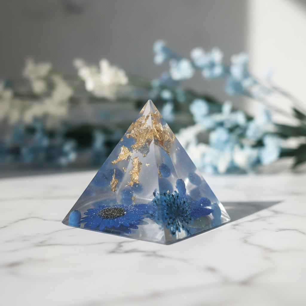 Blue Daisy Pyramid - Side