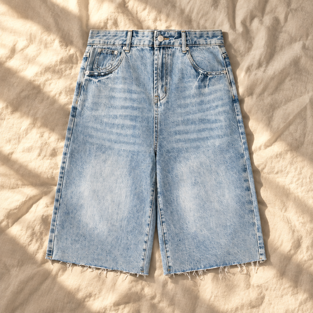 Blue denim shorts front
