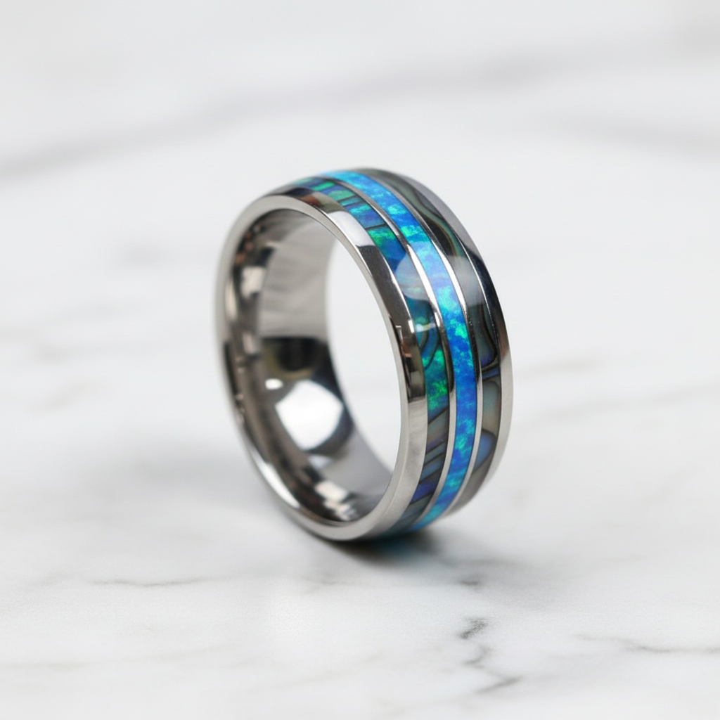 Blue Ring — White Marble