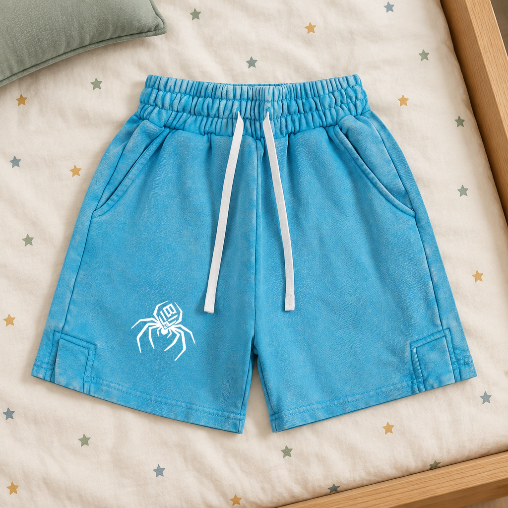 Blue shorts front on star bedding