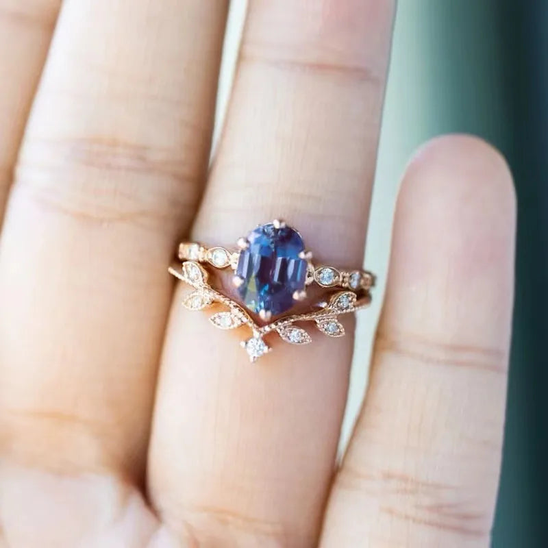 Bohemian Rose Gold Ring Set – 3 Piece