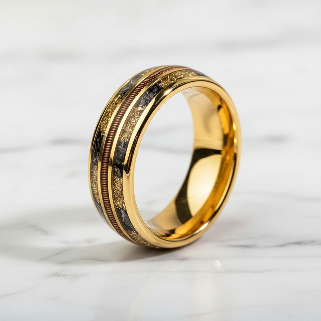 Brown Gold Ring — White Marble