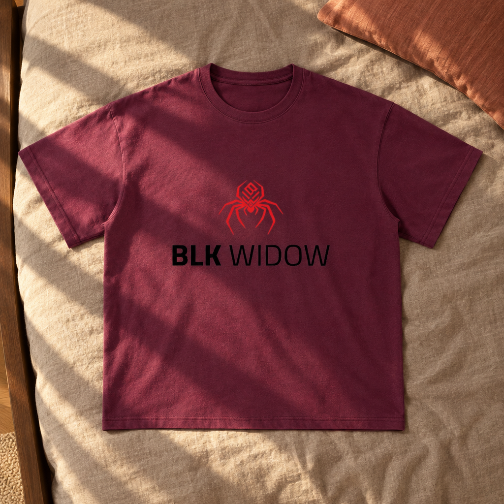 Burgundy T-shirt front in sunlight