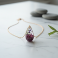 Burgundy Teardrop Necklace Marble