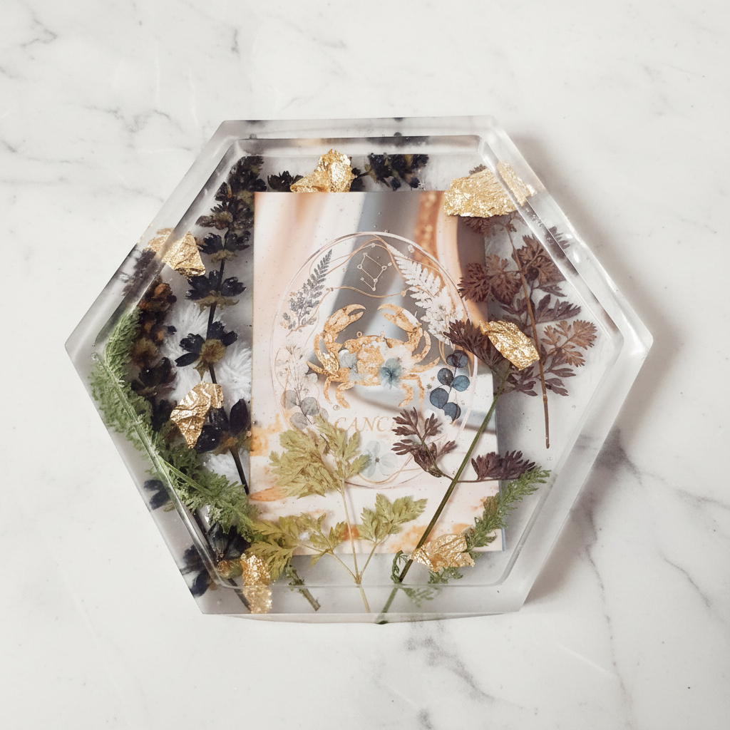 Cancer Resin Tray - Marble Background