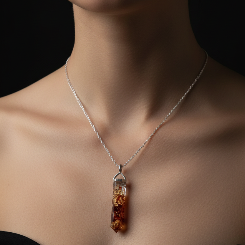 Carnelian Crystal Point Pendant Model Shot