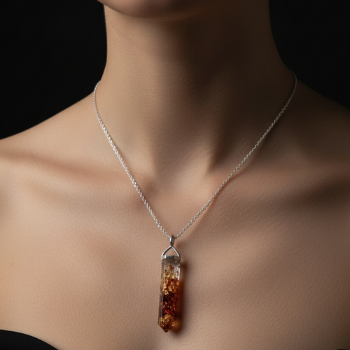 Carnelian Crystal Point Pendant Model Shot