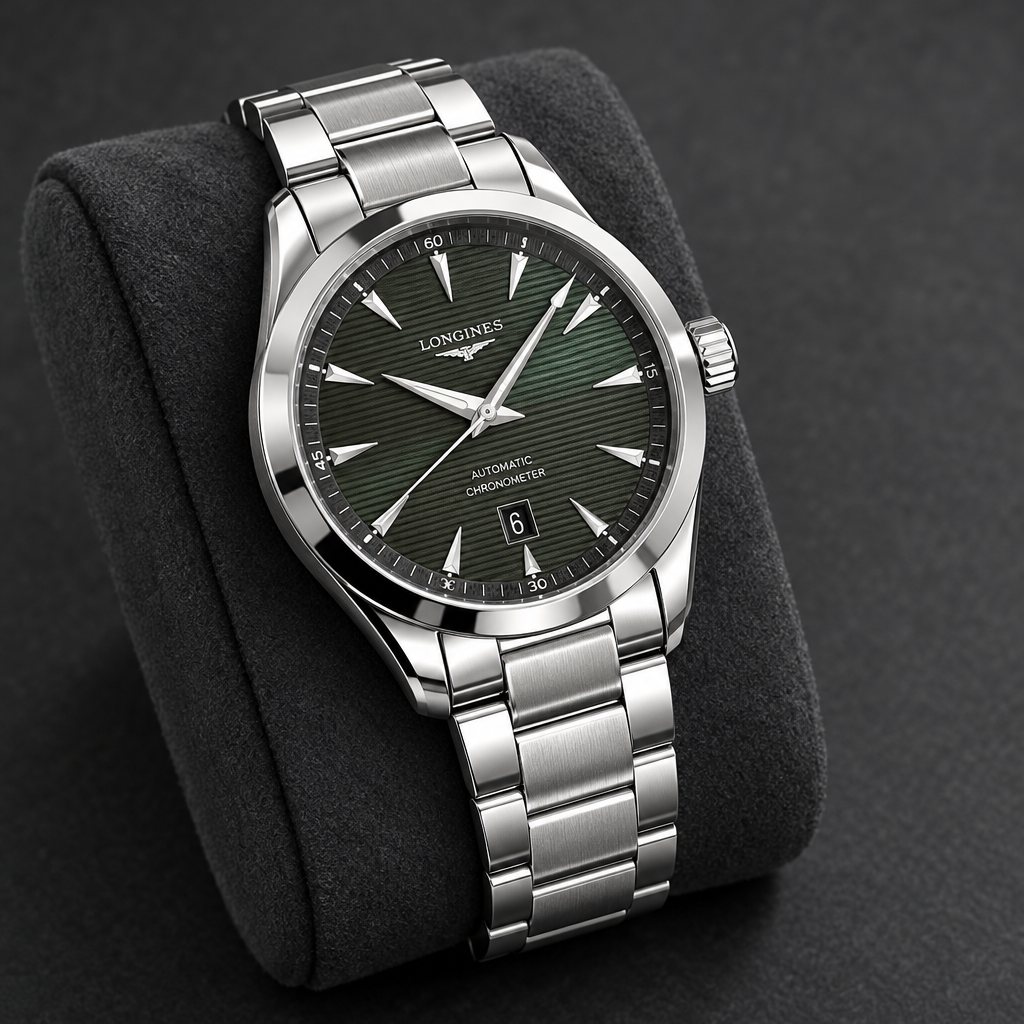 Charcoal-dial watch on charcoal