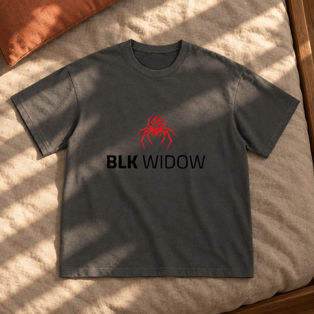 Charcoal grey T-shirt front in sunlight