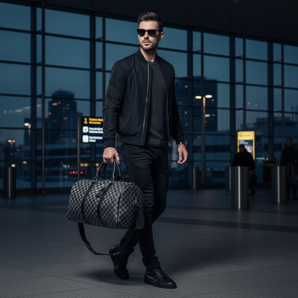 Checkerboard Travel Bag Male Model