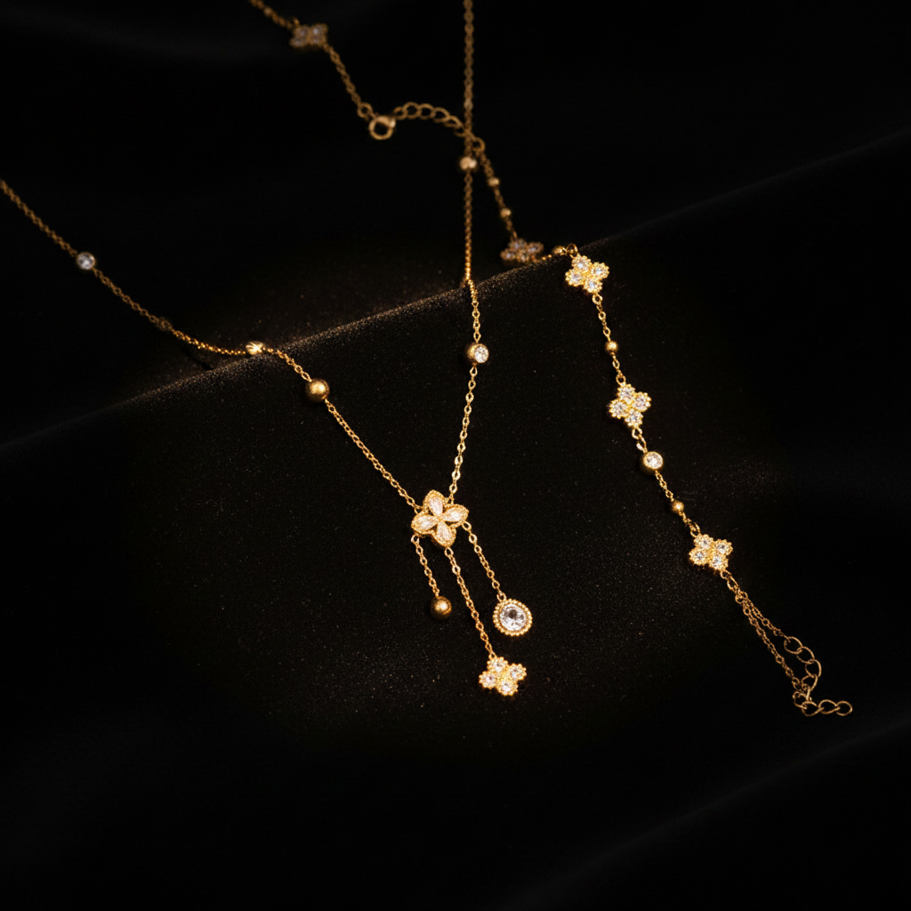 Clover Necklace Dark Close-up