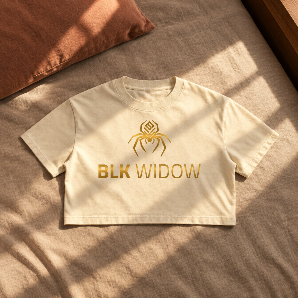 Cream Crop Tee with sunlight falling across the fabric