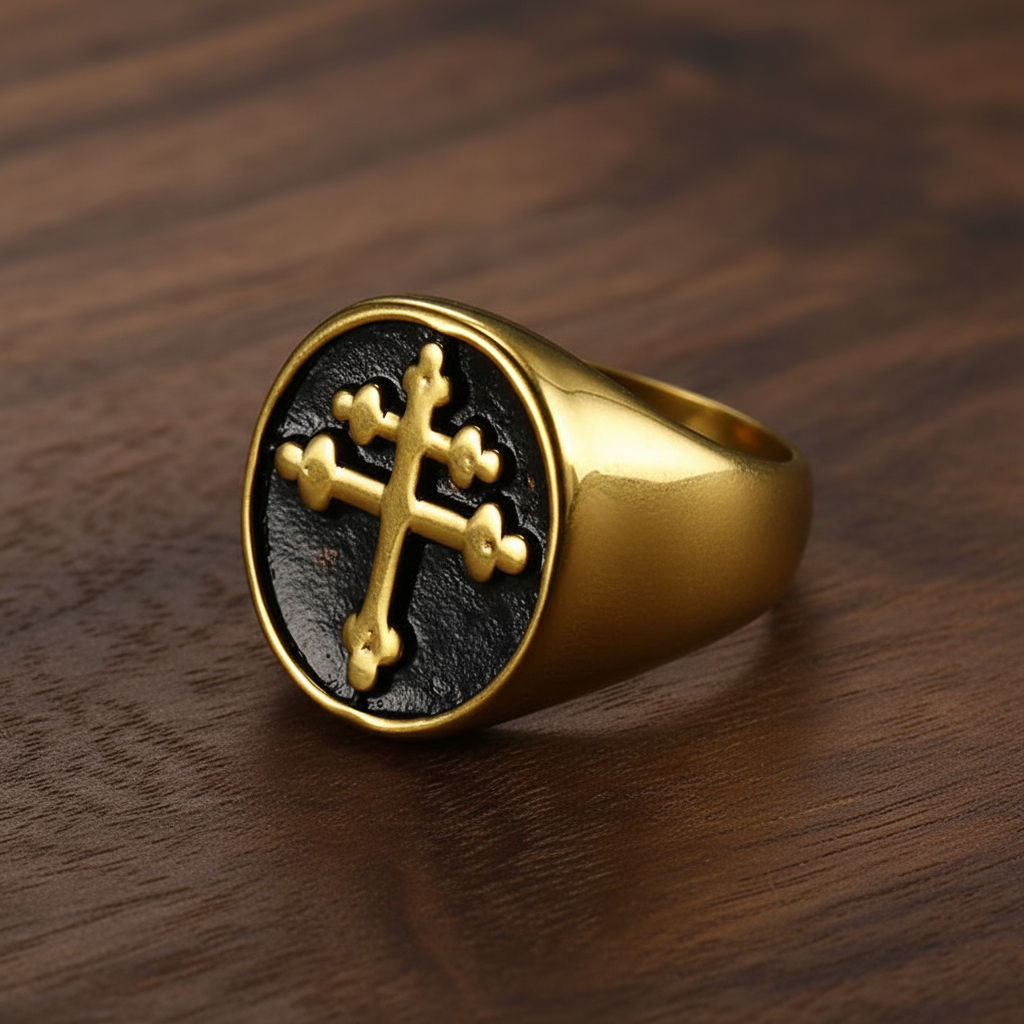 Cross Ring Close-up - Dark Walnut