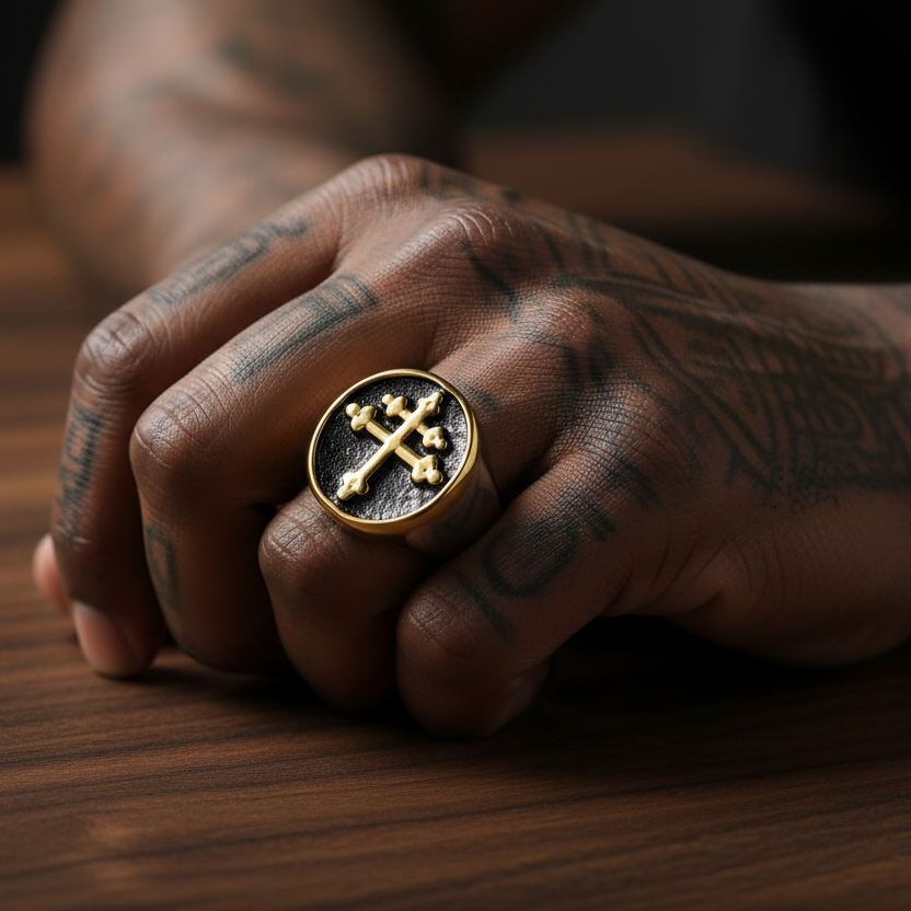 Cross Ring Lifestyle - Tattooed Model