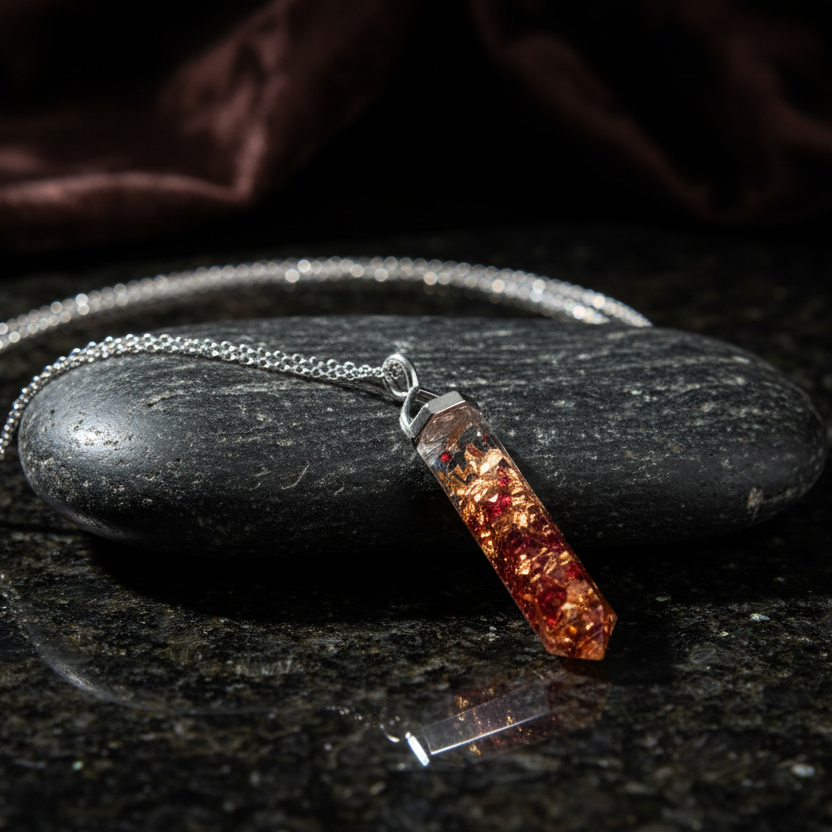 Crystal Vial Pendant on Black Granite