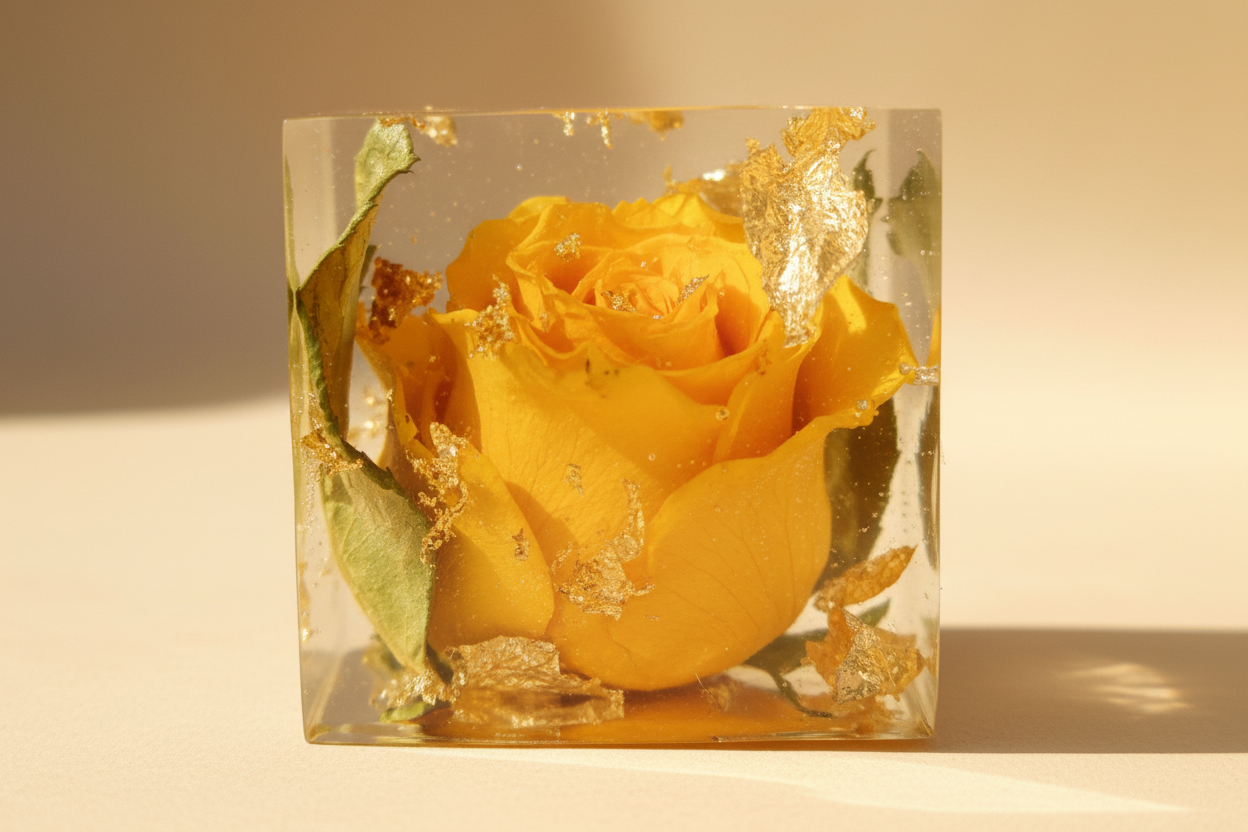 Custom Rose - Yellow Inside Resin