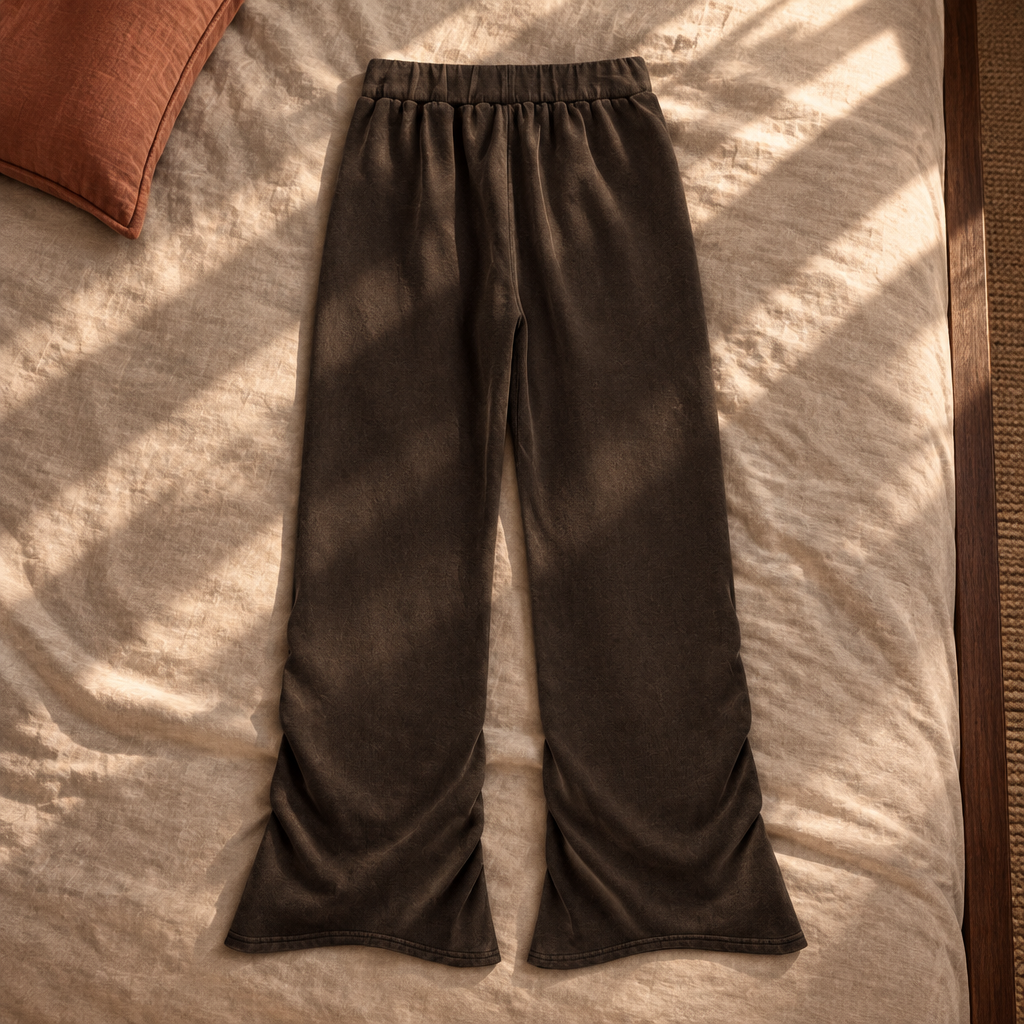 Dark brown ruched sweatpants back