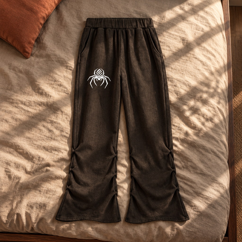Dark brown ruched sweatpants front