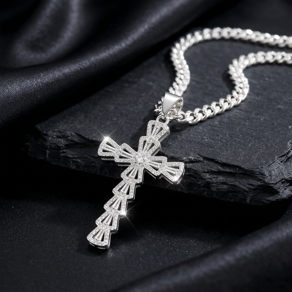 Dark editorial necklace scene