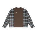 Unisex Plaid Panel Long Sleeve T-Shirt