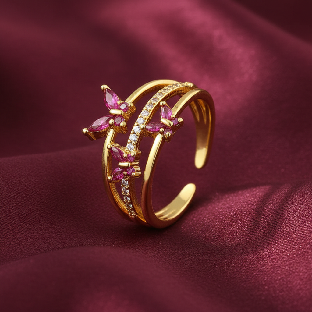 Deep Pink Butterfly - Burgundy Silk