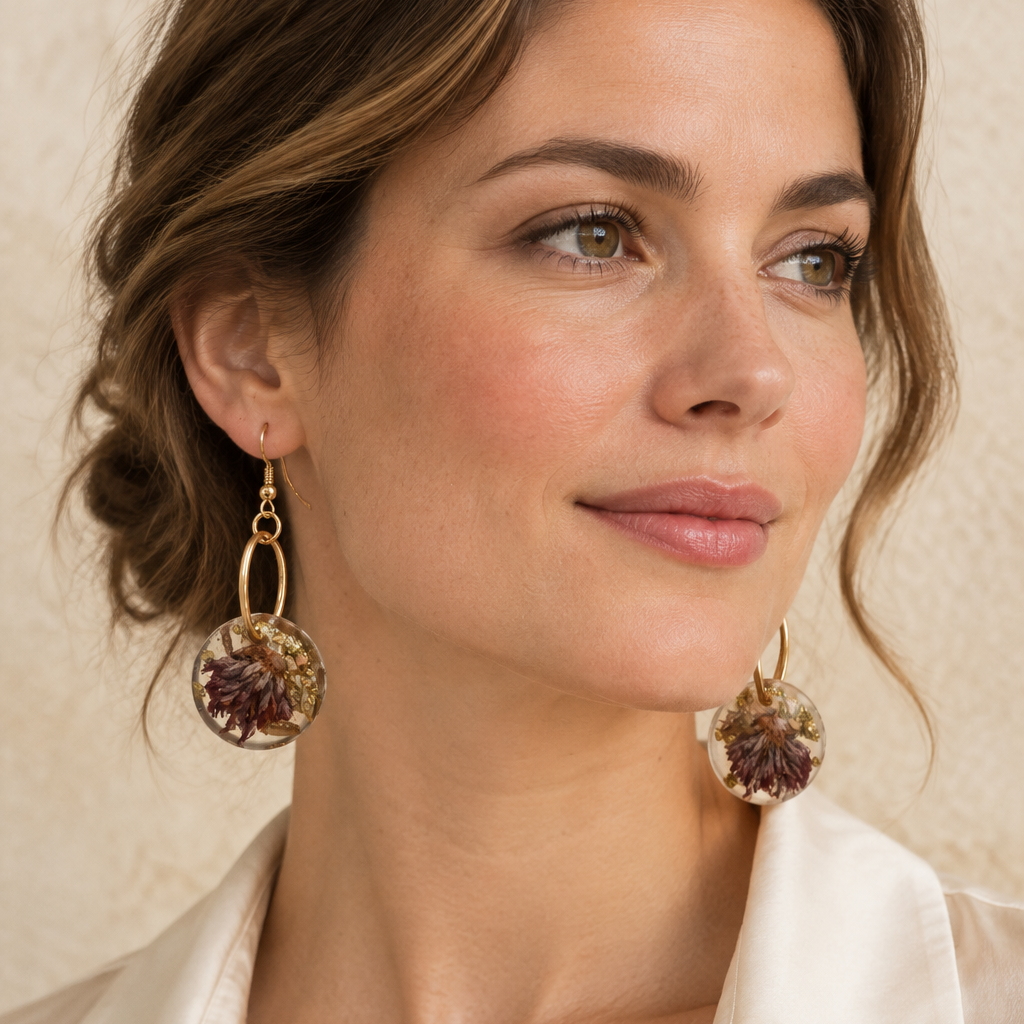 Delightful Bees Earrings model-photo concept