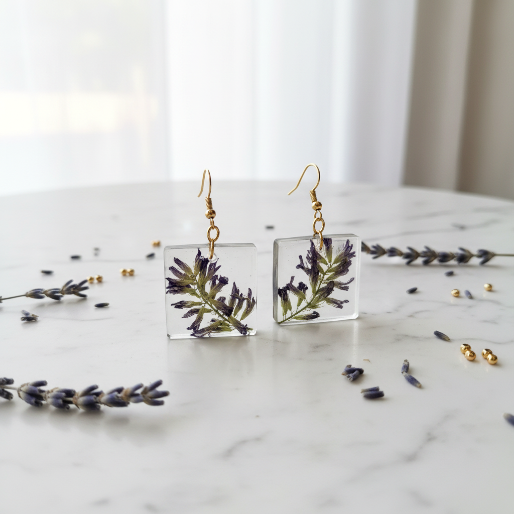 Earrings — white marble
