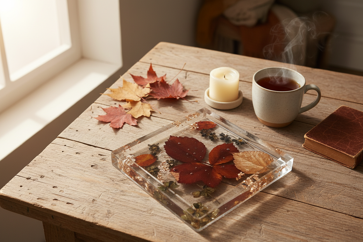 Elegant Brown Resin Tray - Scenery