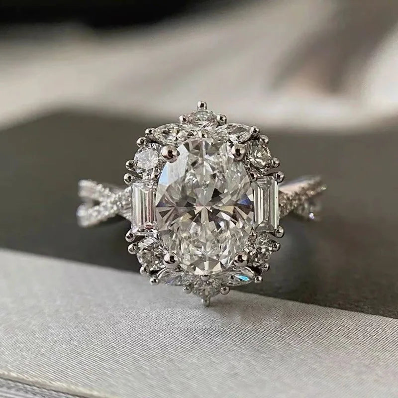 Eternal S925 Sterling Silver Pigeon Egg Moissanite Ring | 1 Carat Engagement Ring