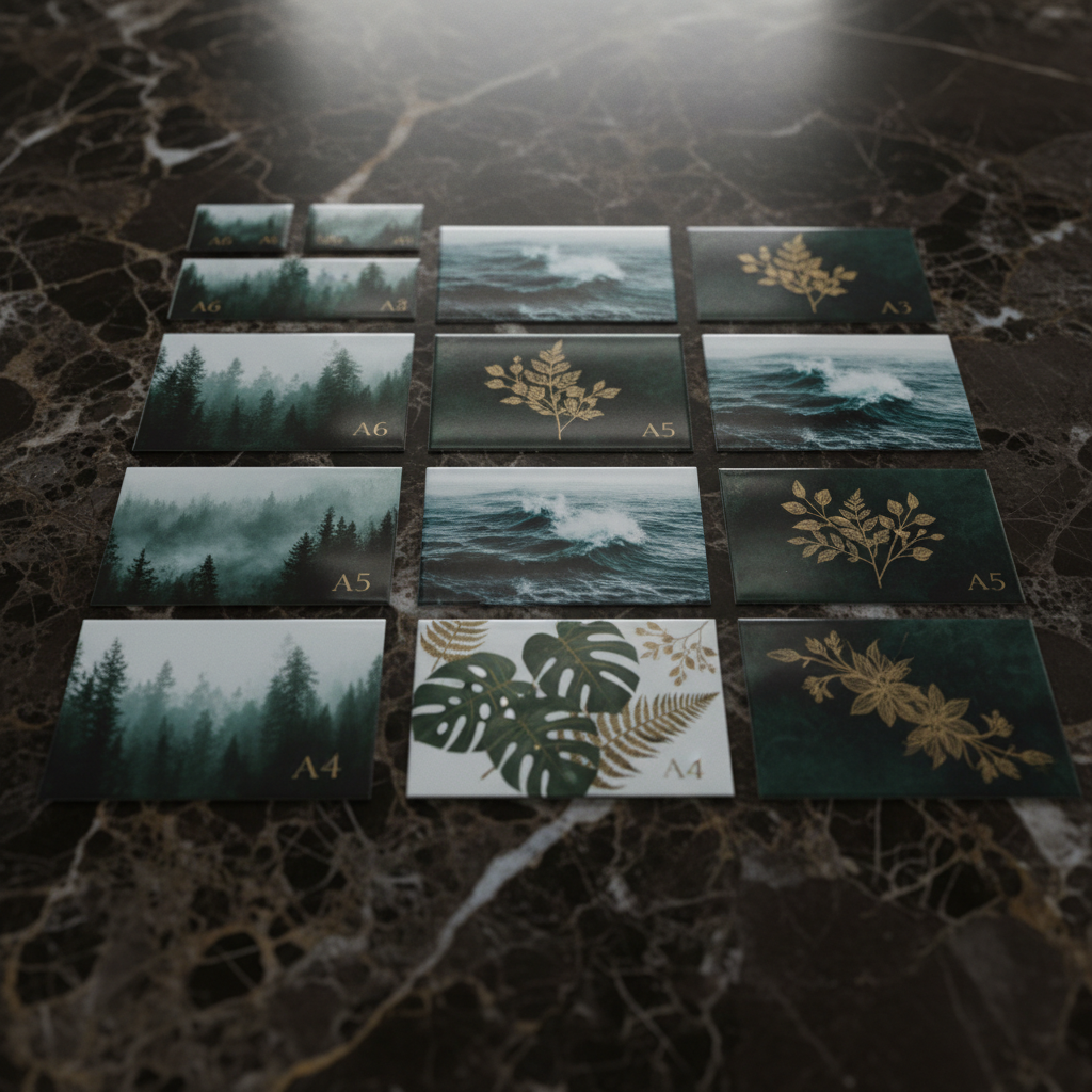 Flat lay laminated prints