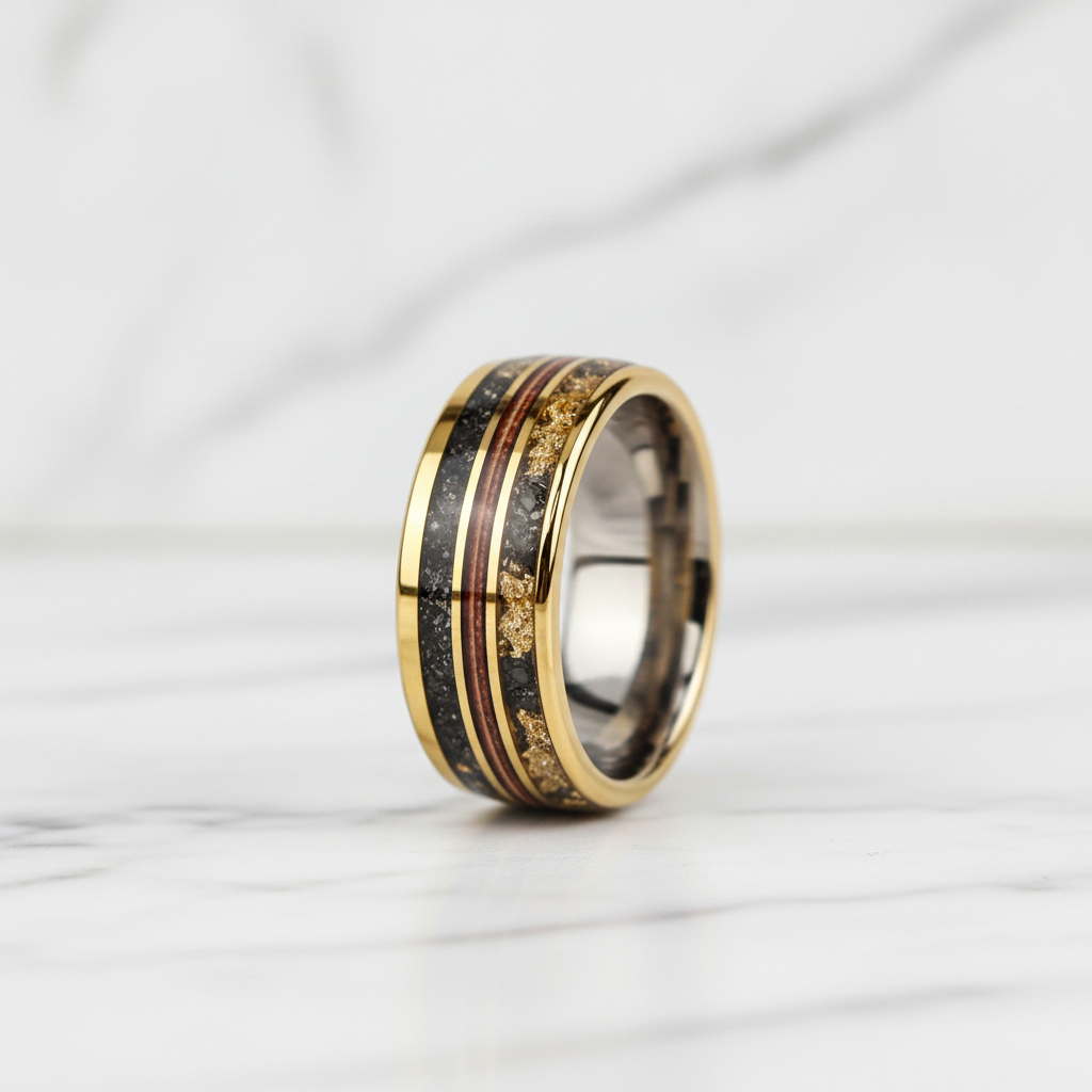 Gold Ring — White Marble
