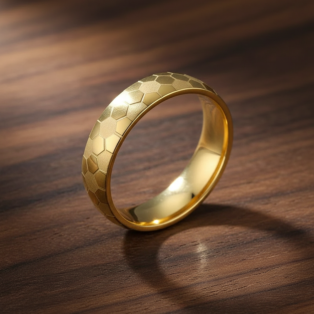 Gold Titanium Ring - Dark Walnut