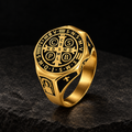 Gold-tone ring regenerated using the silver cross design as the guide