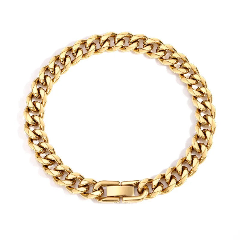 Unisex Waterproof Non-Tarnish Cuban Chain Link Bracelet — Titanium Steel