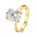 Pure Silver 5 Carat Pigeon Egg Ring | 18K Gold Plated Oval Diamond Ring