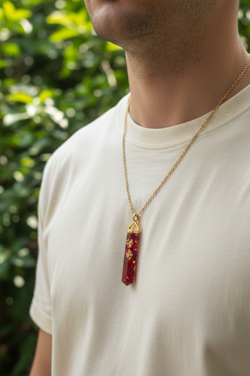Green Leaf Pendant - Male Lifestyle