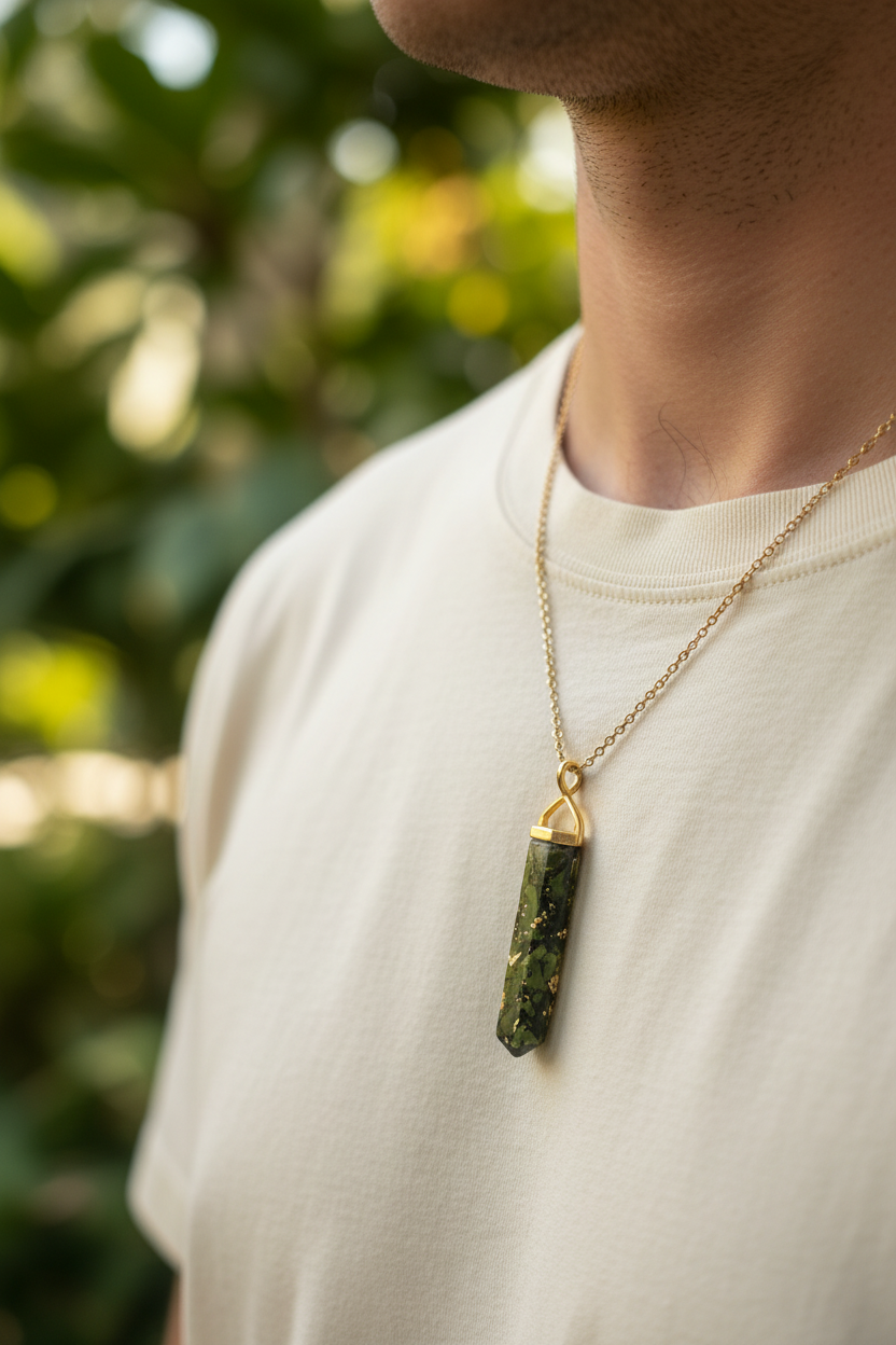 Green Leaf Pendant - Male Lifestyle