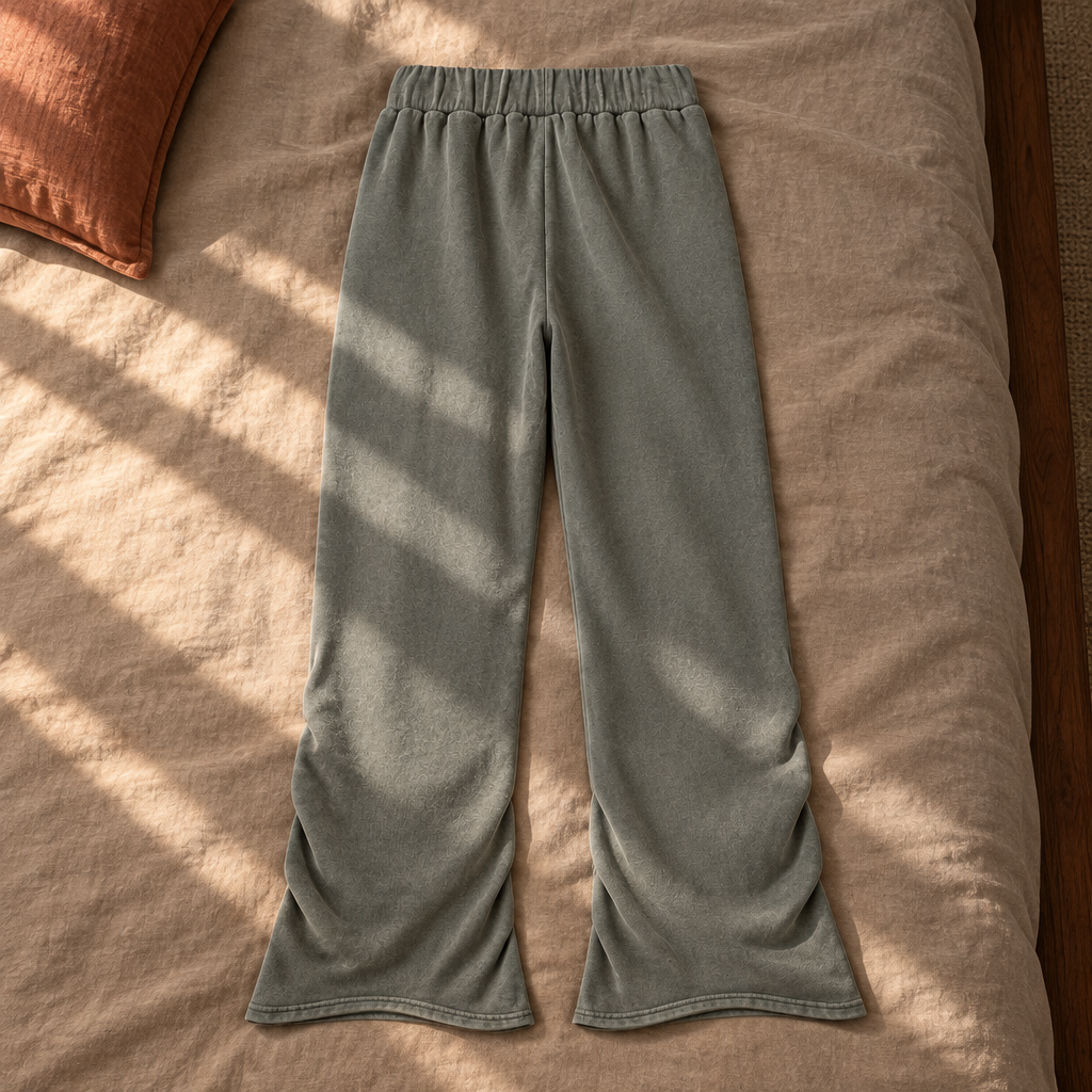Grey ruched sweatpants back