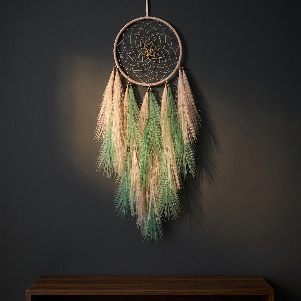 Hanging decoration against a charcoal wall