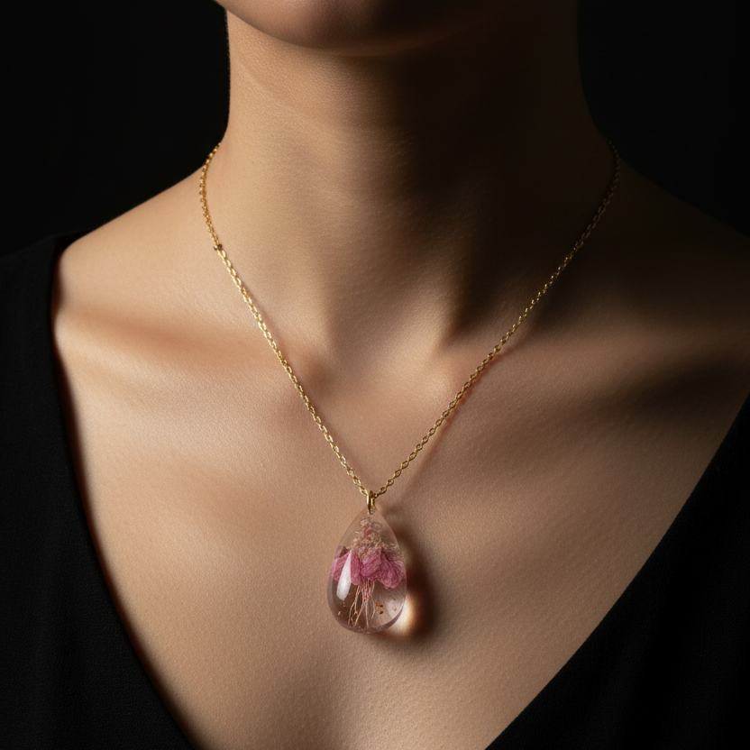 Hawaiian Teardrop Necklace - Model