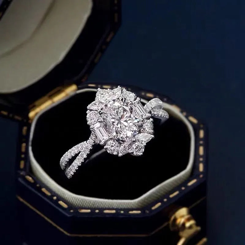 Eternal S925 Sterling Silver Pigeon Egg Moissanite Ring | 1 Carat Engagement Ring